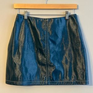 Faux Leather Teal Mini Skirt - Urban Outfitters